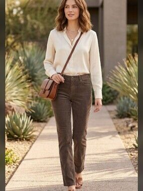 Women’s Brown Courderoy Straight-Leg Jeans